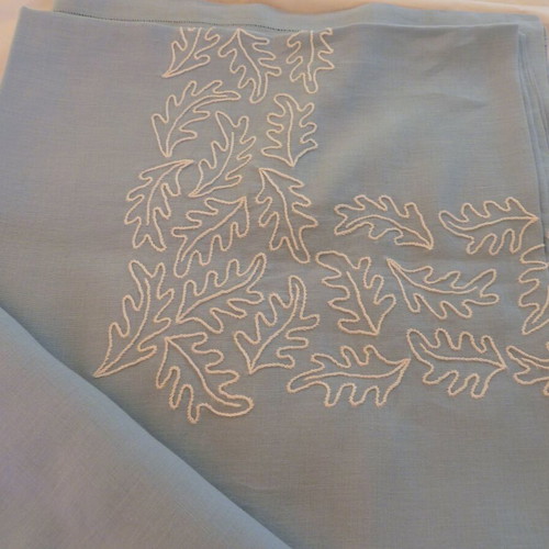 Vintage embroidered cotton tablecloths set with napkins used