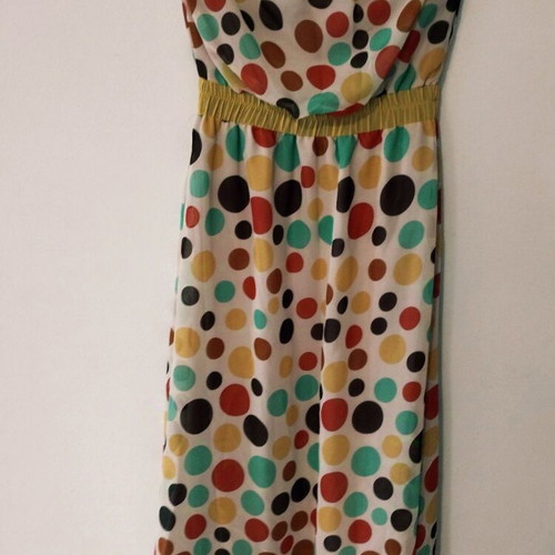 Maxi dress abiye strapless muslin like new, size L multicolor