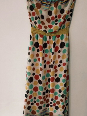 Maxi dress abiye strapless muslin like new, size L multicolor