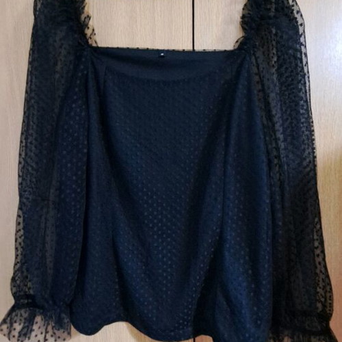 Blouse No 46 New Black With Tulle Sleeves