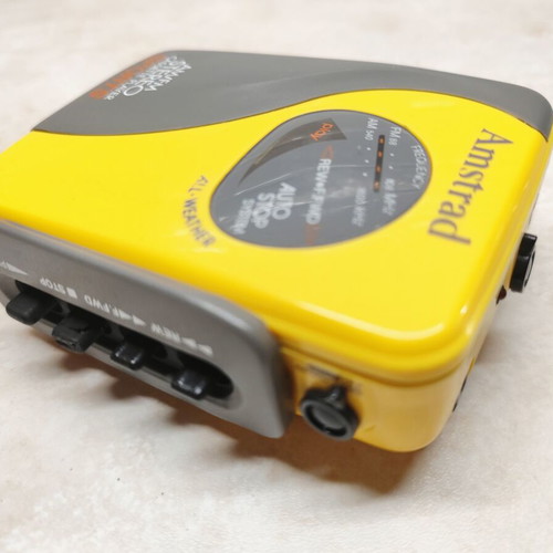 Amstrad All Weather Sports Vintage Walkman used, yellow cassette radio