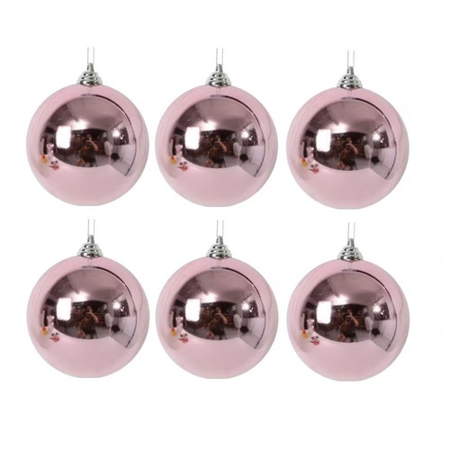 Christmas balls 6 cm, pack of 6, pearl pink, new