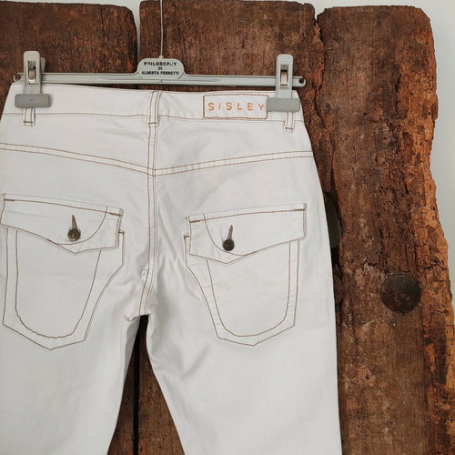 Sisley vintage white skinny cropped jeans size S like new