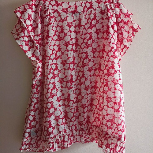 Floral sleeveless blouse F&F used, white and fuchsia, size XL