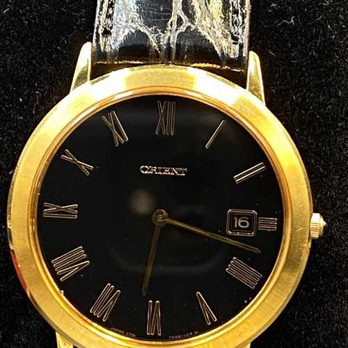 Orient Classic Dress Watch NOS, black and gold quartz men's