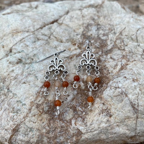 Handmade boho earrings made to order with red aventurine beads