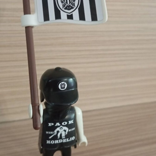 Playmobil fan figure of PAOK with team flag like new