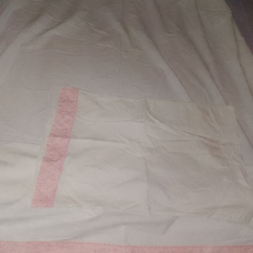 Half-double bed sheet with pink border, cotton, pillowcase included