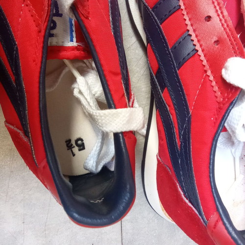 Asics Tiger Blue Red Ambassador Lady Shoes size 37.5 like new