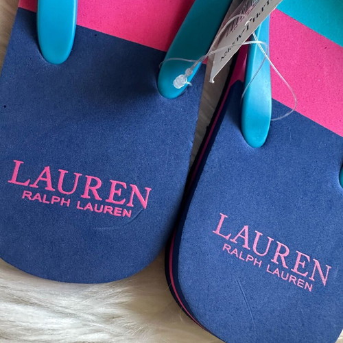 Ralph Lauren flip flops new, size 39/40, blue and pink