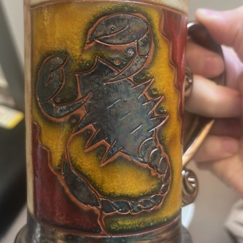 Collector's mug Scorpio handmade clay new