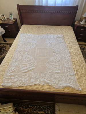 Handmade white rectangular tablecloth new 110x145