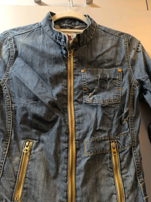 Denim jacket used, summer style, slim fit, blue, size S