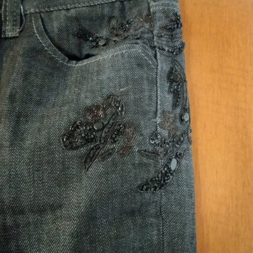 Staff jeans women's size 28 with embroidery like new, gray and blue