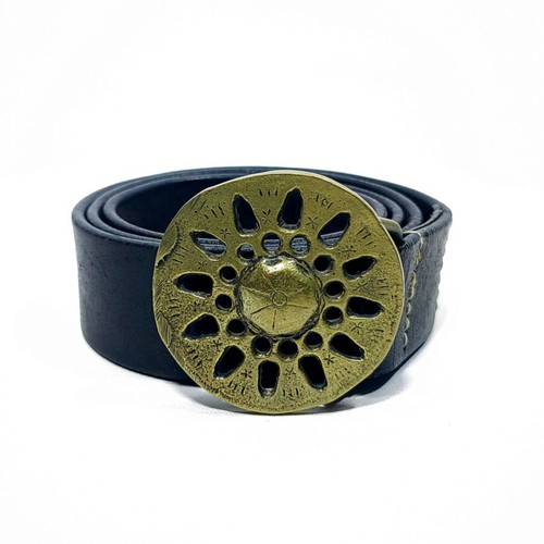 Alphabelts 95 Vintage Leather Belt with Brass Buckle