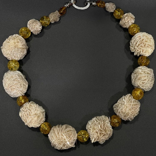 Necklace with Desert Rose and Baltic Amber new