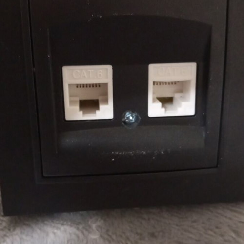 Double CAT6 network socket with 2 ports, new, black
