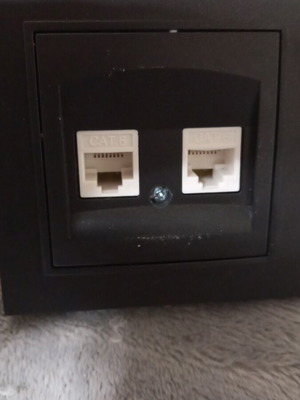 Double CAT6 network socket with 2 ports, new, black