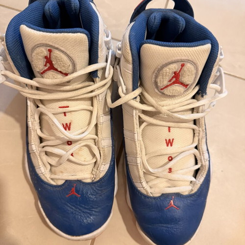 Jordan 6 Rings athletic shoes, size 41, white and blue