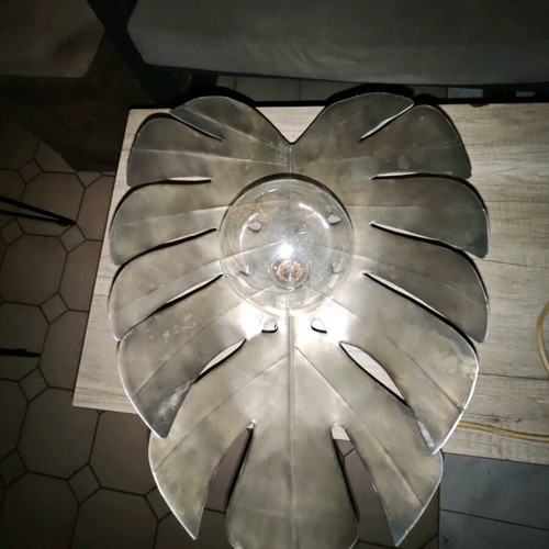 Epitychio lamp shaped like Monstera leaf, new, gold brown bronze
