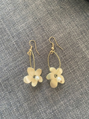 Earrings with white stone like new, gold color
