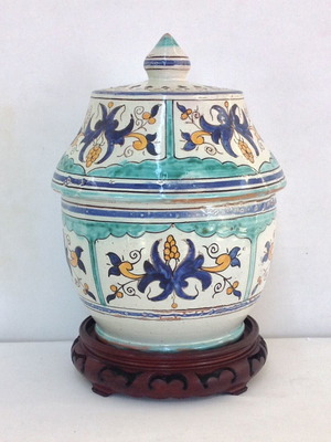Vintage 1980 Moroccan Safi Vase Igolall/Dmani Handmade with Wooden Base