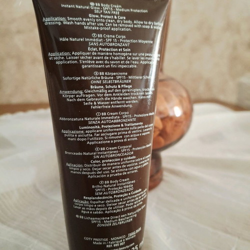 Lancaster BB body cream used with SPF 15 sun protection