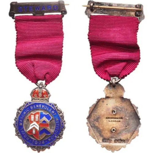 Ασημένιο μετάλλιο 1924 Royal Masonic Benevolent Institution μεταχειρισμένο