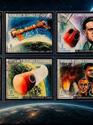 Σετ γραμματοσήμων République de Guinea Ecuatorial Διάστημα Soyuz 11, 1971