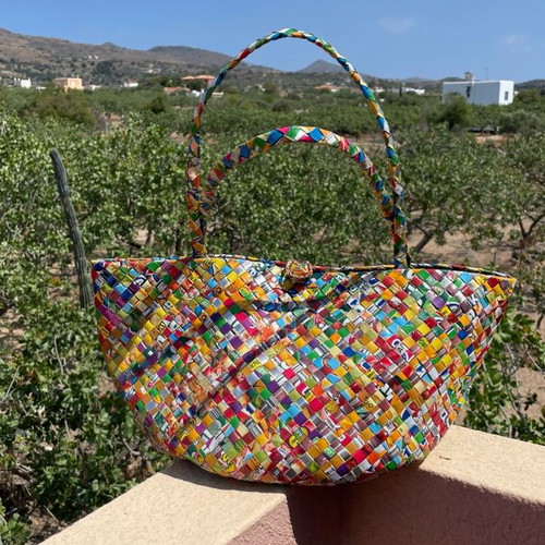 Handmade bag from magazine unused