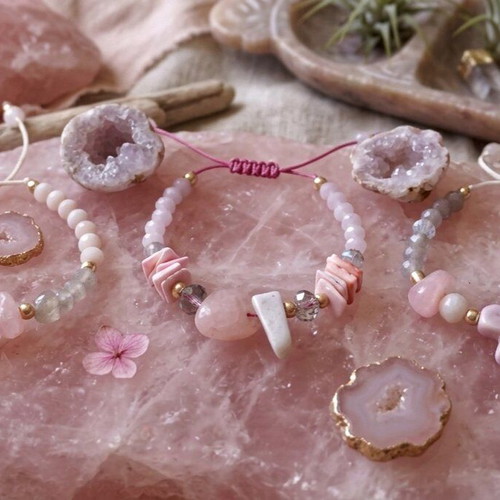 Handmade bracelets new, white and pink