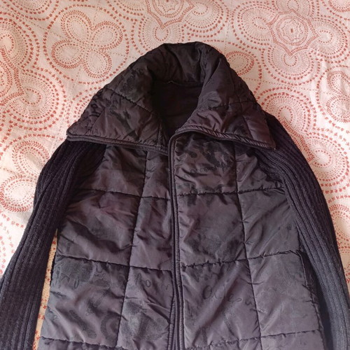 Women's jacket black with knitted sleeves used, Small-Medium