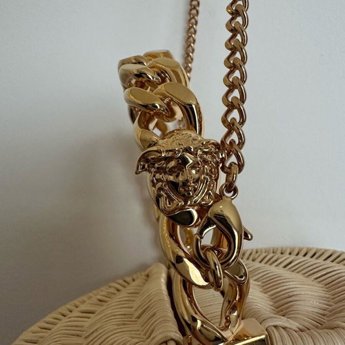 Versace bamboo basket bag new, beige and gold