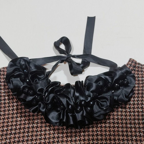 Decorative Satin Collar with Black Beads like new for Shirts and Blouses