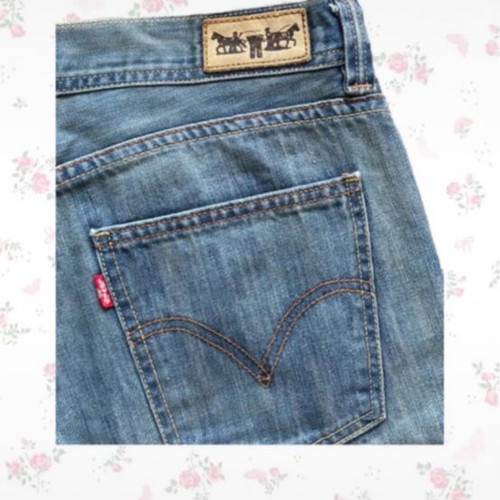 Levi's 90s vintage low rise flared denim jeans, size 38-40, blue