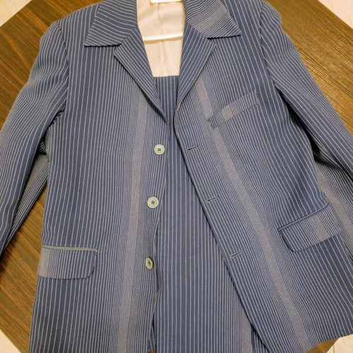 No Name striped suit used, size Large, blue