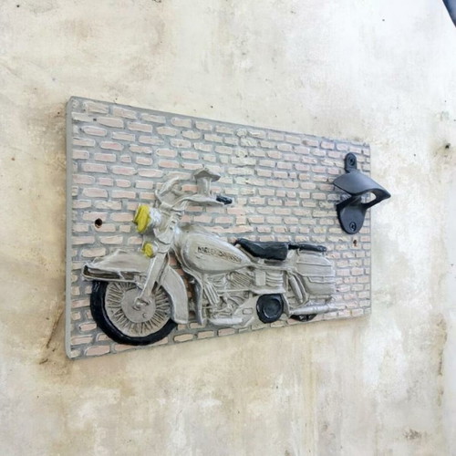 Handmade Harley Wall-Mounted Beer Opener Wood 30x17 cm new