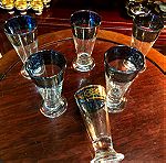  Ιταλικά Vintage 30 ετών Σετ 6 τμχ από 6 ποτήρια λικέρ - ούζου με μπλε και επίχρυση πατίνα….Αμεταχείριστα στο κουτί τους...(Πληροφορίες απόκτησης σε μἠνυμα)