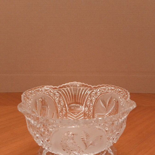 Hofbauer Byrdes vintage lead crystal fondue pot and bowl/ashtray set