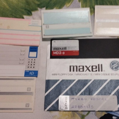 Retro 5.25 5 1/4 floppy disk used with adhesive labels