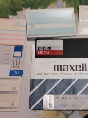 Retro 5.25 5 1/4 floppy disk used with adhesive labels