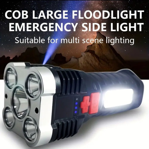 Rechargeable 5Led flashlight new with USB and side light