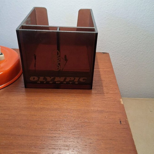 Olympic Airways pencil holder used with signs of wear and age