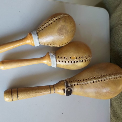 Leather maracas, two pairs salsa model