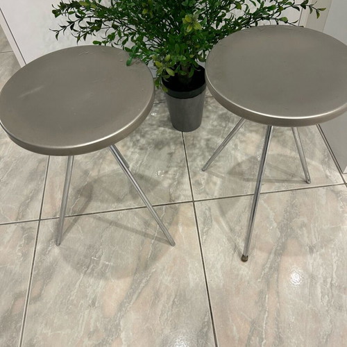 Anakie Metal metal stools used, set of 2, minimalist design