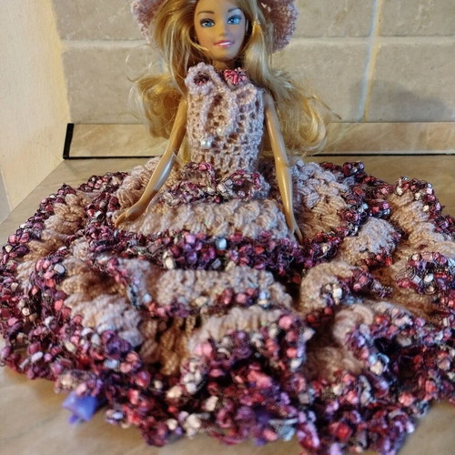 Doll with handmade dress and hat new