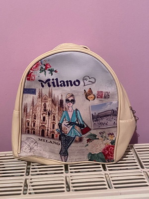 Mini backpack like new, white multicolor from Milano
