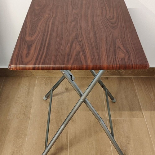Folding table 80x50 cm with wood-look MDF top and metal frame