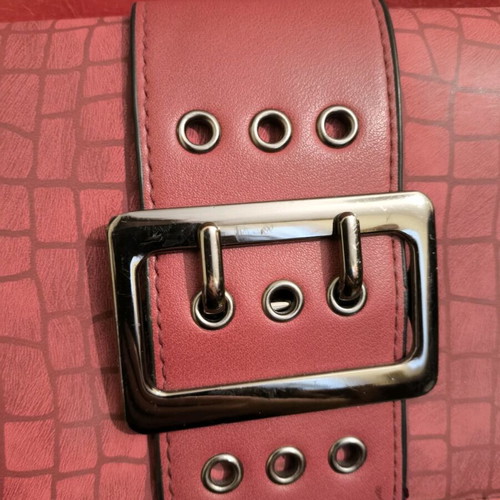 Doca leather backpack used, red with silver details