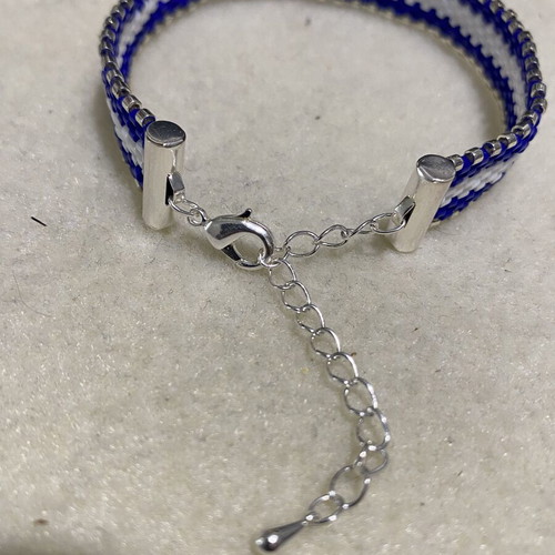 Handmade bracelet with Miyuki beads Peyote stitch blue white silver new